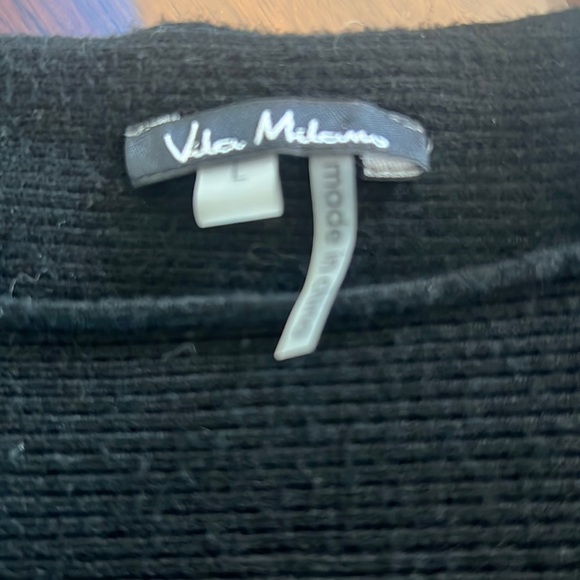 Vila Milano Black Rib Knit Sweater with Rhinestones Long Raglan Sleeves L - Picture 3 of 4